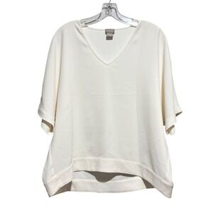 Chicos V Neck Kimono Top Woven Winter White Size 1 Lagenlook New